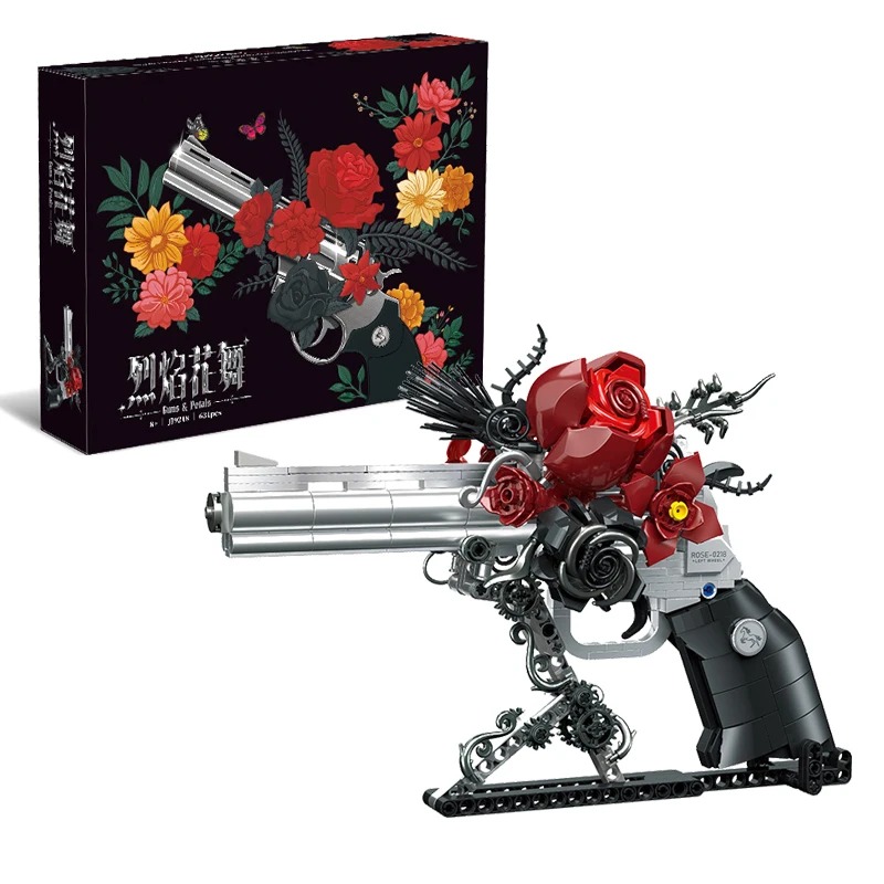 631pcs Rose Revolver Gun Build - Model Kit Revolver ulasan dan harga